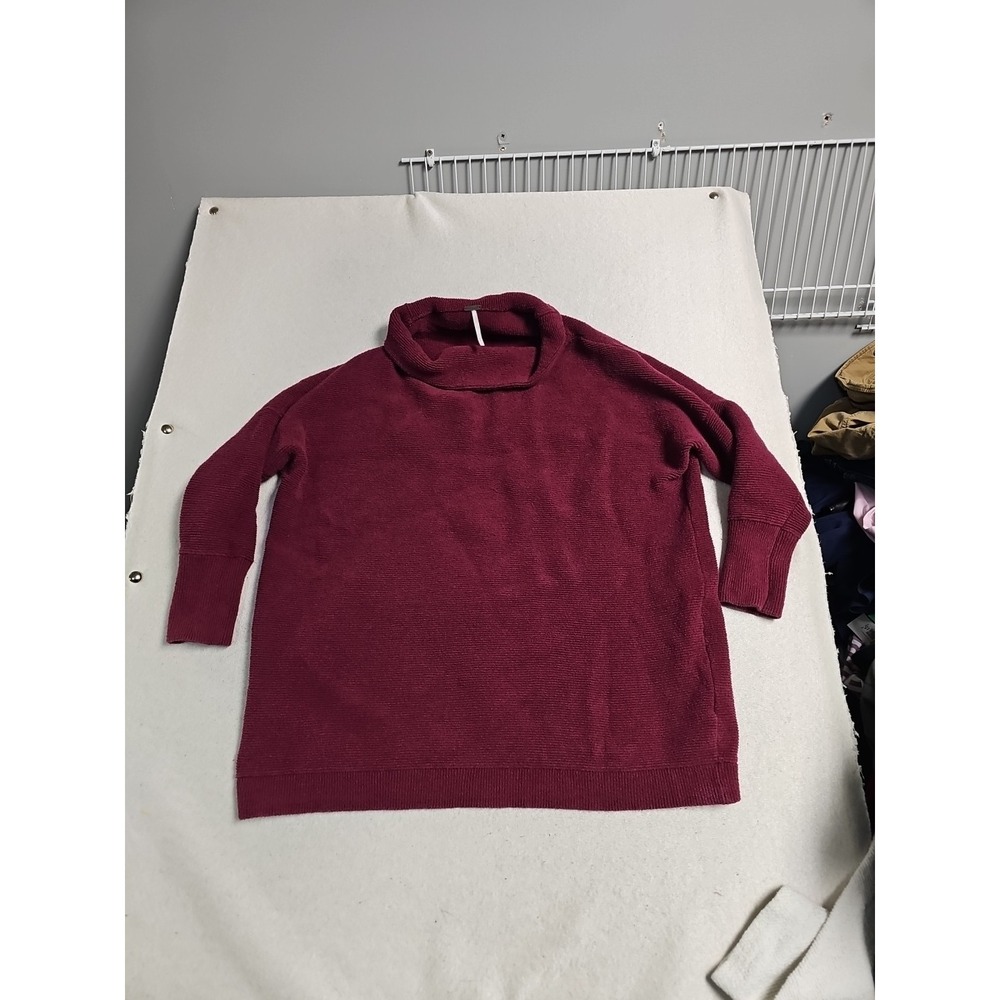 Free People Ottoman Slouchy Tunic Sweater Berry Wine Red Mock Neck Medium